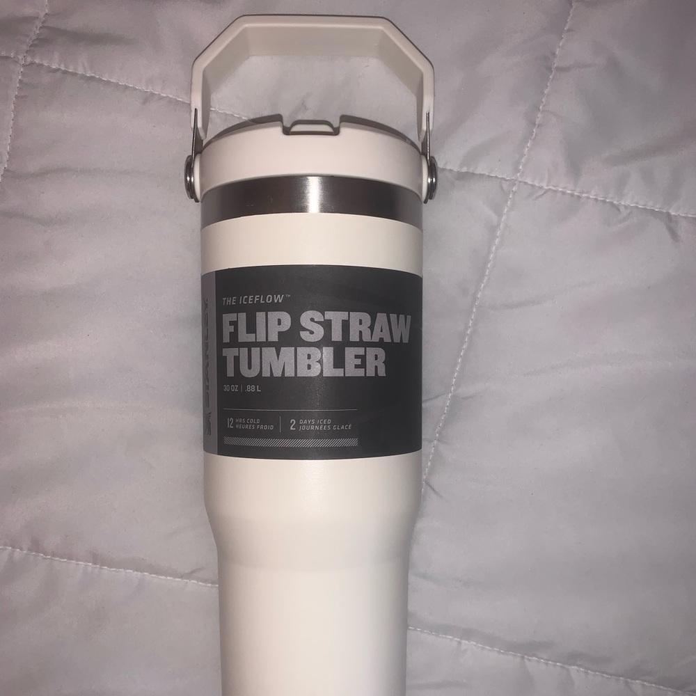 White Stanley flip straw cup
